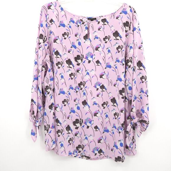 Talbots floral popover tunic top womens Size XL purple 3/4 sleeve - Picture 1 of 8